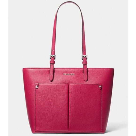 New Michael Kors Jet Set Travel Medium Double Pocket Tote Dark Raspberry - Picture 5 of 5